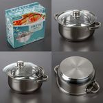  Кастрюля Катунь KT04-D-40, Гретта, из нержавеющей стали, с крышкой, d22 см, 4.2 л в Симферополе