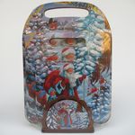  Набор Аванти КМ-18, 4 предмета: доска разделочная-2 шт, подставка под горячее, салфетница "Дед Мороз в лесу&quot; в Симферополе