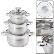  Набор кастрюль Ofenbach 100002, из нержавеющей стали, с крышкой, 6 предметов 1.1 л, 1.7 л, 2.4 л в Симферополе