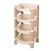  Этажерка ElfPlast 442, Плетенка, 4-х секционная, бежево-слоновая кость в Симферополе