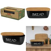  Хлебница Kamille 1132В, из бамбукового волокна, с бамбуковой крышкой, черная, 36x20.2x13.5 см в Симферополе