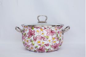  Кастрюля Caprice 192-1611 Эмаль 2,1л стекл крышка Листья в Симферополе