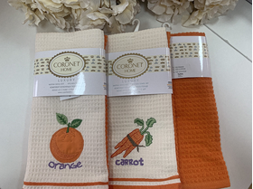  Набор полотенец Ozer кухонных кремово-оранжевые 2 шт 40х60 в Симферополе