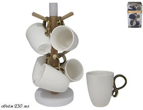 Чайный набор Lenardi 106-068 6 предметов на деревянной стойке белый в Симферополе