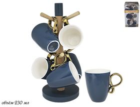  Чайный набор Lenardi 106-071 6 предметов на деревянной стойке темно синий в Симферополе