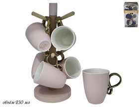  Чайный набор Lenardi 106-073 6 предметов на деревянной стойке светло розовый в Симферополе