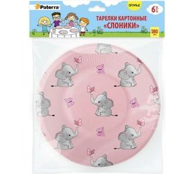 Бумажные тарелки Paterra 401-879 18см СЛОНИКИ 6шт. в уп в Симферополе