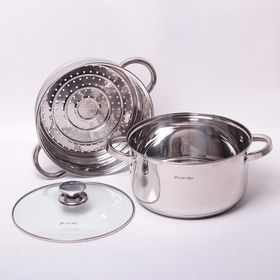  Пароварка Kamille 5814 D24см 2 яруса из нержавеющей стали 5,5л в Симферополе