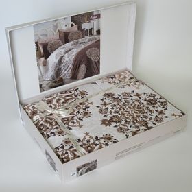  Комплект постельного белья Bahar Oscar Евро Ранфорс коричневый (200-50) в Симферополе