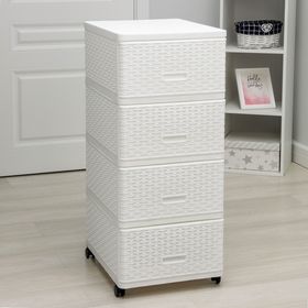  Комод DDStyle 04054, 4-х панельный, плетенный, 40х50хh98 см, белый в Симферополе