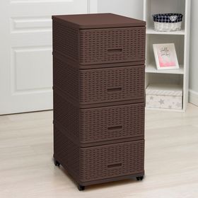  Комод DDStyle 04054, 4-х панельный, плетенный, 40х50хh98 см, коричневый в Симферополе