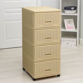  Комод DDStyle 04054, 4-х панельный, плетенный, 40х50хh98 см, кремовый в Симферополе
