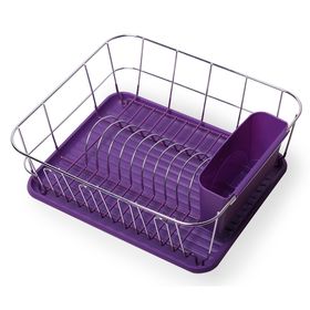  Сушилка для посуды Kamille 0763C одноярусная фиолетовая 37x33x13.5 см в Симферополе