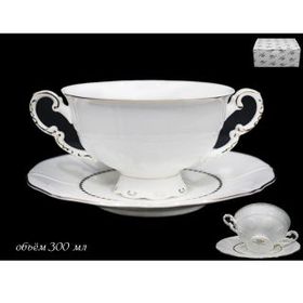  Бульонница Lenardi 226-043, Изобелла Gold, с блюдцем, фарфоровая, 300 мл в Симферополе