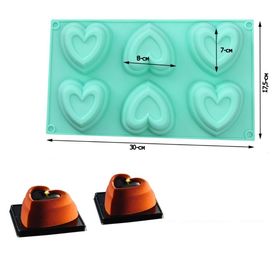  Форма силиконовая МИРНУРИ 2408, Сердечки, из 6-ти фигур, 17x30 см в Симферополе
