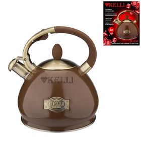  Чайник Kelli 4549, металлический, со свистком, коричневый, 3 л в Симферополе