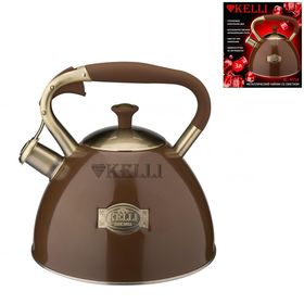  Чайник Kelli 4554, металлический, со свистком, коричневый, 3 л в Симферополе