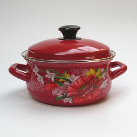 Кастрюля КМЗ 61915-083/6, Эмаль, Красный Апрель, сферическая, 1.5 л в Симферополе
