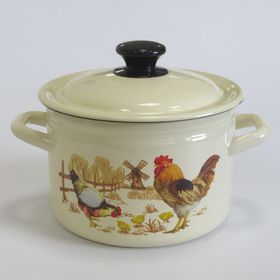  Кастрюля КМЗ 41704-122/6-У4, Эмаль, Подворье, слоновая кость, цилиндрическая, бортовая, 3 л в Симферополе