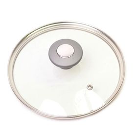 Крышка Kamille 0827GR стеклянная Д 30см с металлическим ободком в Симферополе