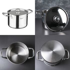  Кастрюля Катунь КТ-G-00206, Титан, из нержавеющей стали, с крышкой, 6.4 л d27xh17 см в Симферополе