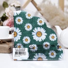  Салфетки бумажные, DAISY на зеленом, овальные, 3-х слойные, d32 см, 12 шт. в Симферополе