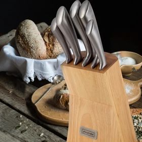  Набор ножей Kamille 5130 на деревянной подставке, 6 предметов из нержавеющей стали в Симферополе