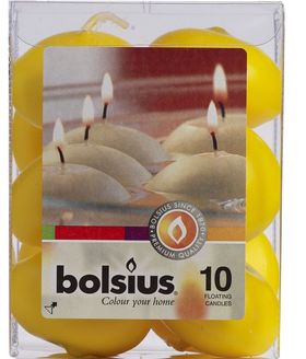  Свечи плавающие Bolsius 32052211, в наборе 10 шт, желтые в Симферополе